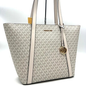 Michael Kors Pratt Large Signature Logo Tote Bag Light Cream Multi